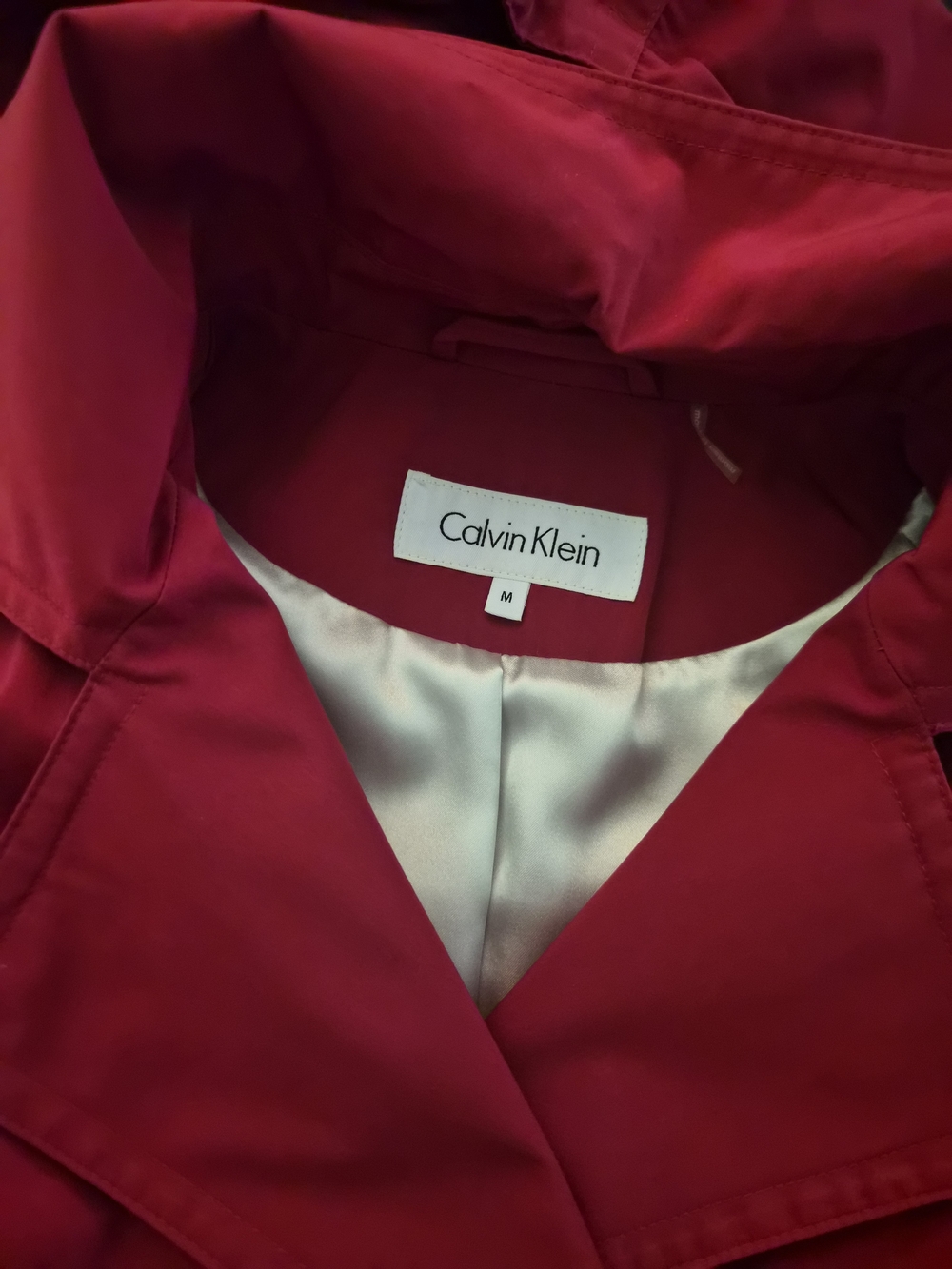 Calvin Klein Women's Bright Red Belted Trench Coat - Picture 5 of 6